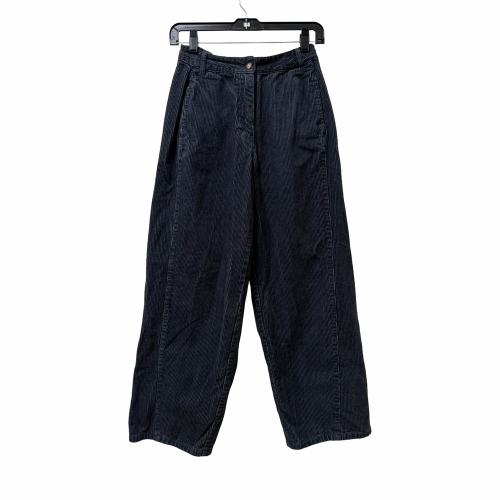 Poetry Womens Corduroy Hemp Organic Cotton Yak Wide Pants Size 2 Navy High Waist